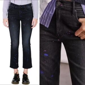MOTHER Jeans The Insider Ankle Rain City Lights High-Rise Black Blue Size 28